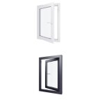 Fenêtre pvc - lxh 700x1000 mm - triple vitrage - bicolore blanc int / anthracite ext - poignée à droite ... Fenêtre pvc - lxh 700x1000 mm - triple vitrage - bicolore blanc int / anthracite ext - poignée à droite ...