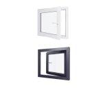 Fen�tre pvc - lxh 800x800 mm - triple vitrage - bicolore blanc int / anthracite ext - poign�e � droite ...