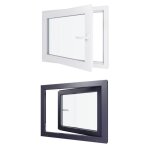 Fen�tre pvc - lxh 900x800 mm - triple vitrage - bicolore blanc int / anthracite ext - poign�e � droite ...