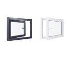 Fen�tre pvc - lxh 900x800 mm - triple vitrage - bicolore blanc int / anthracite ext - poign�e � gauche ...