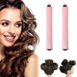 Fer a boucler 2 bigoudis sans chaleur pour brushing - boucles de nuit avec crochet (2 pièces - pink) Fer a boucler 2 bigoudis sans chaleur pour brushing - boucles de nuit avec crochet (2 pièces - pink)