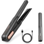 Fer � lisser et bigoudi sans fil 2 en 1fer plat en c�ramique rechargeable par usbmini lisseur de voyage ...
