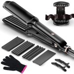 Fer  lisser et crper 4 en 1 plaques cramique tourmaline interchangeables chauffage rapide temprature ...