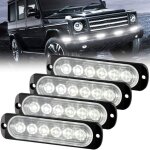 Feux stroboscopique urgent avertissement flash danger lampe davertissement 6 led blanc pour vhicule ...