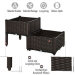 Feuille �paissie bac � plantes sur�lev� double look rotin 80x40x44cm avec trous de drainage en pp en ...