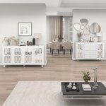 Feuille épaissie buffet blanc à miroir avec poignées en cristal froid quatre portes avec stratifié mobile. ... Feuille épaissie buffet blanc à miroir avec poignées en cristal froid quatre portes avec stratifié mobile. ...