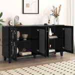 Feuille épaissie buffet noir à miroir avec poignées en cristal froid quatre portes avec stratifié mobile. ... Feuille épaissie buffet noir à miroir avec poignées en cristal froid quatre portes avec stratifié mobile. ...