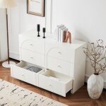 Buffet - commode � 6 tiroirs ? commode de porte blanche avec tiroirs pour salon et chambre - 82x120x40 ...