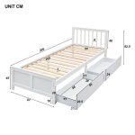 Feuille paissie lit en bois lit simple lit pour adolescents lit pour adultes avec tiroirs de rangement ...