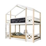 Feuille �paissie lit denfant cabane avec �chelle 90 x 200 cm lit sur�lev� pour enfants - 2x sommier � ...