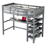 Feuille �paissie lit sur�lev� 90 x 200 lit sur�lev� pour enfants avec compartiments de rangement et bureau ...