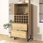 Feuille paissie sideboard armoire  vin lgante avec deux tiroirs 18 compartiments et porte - verres ...
