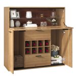 Feuille �paissie sideboard armoire � vin �l�gante avec portes doubles �tag�re en verre et support pour ...