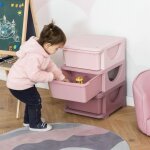Feuille �paissie stockage de jouets 3 niveaux commode pour enfants petite armoire pour enfants rose