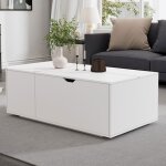 Feuille épaissie table basse lift - up blanche multifonctionnelle moderne avec tiroirs et portes coulissantes ... Feuille épaissie table basse lift - up blanche multifonctionnelle moderne avec tiroirs et portes coulissantes ...