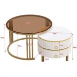 Feuille épaissie table basse ronde 2 en 1 en mdf table dappoint avec 1 plateau blanc et 1 plateau marron ... Feuille épaissie table basse ronde 2 en 1 en mdf table dappoint avec 1 plateau blanc et 1 plateau marron ...