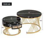 Feuille �paissie table basse ronde 2 en 1 en mdf table dappoint avec plateau en marbre et tiroirs en ...