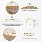 Feuille épaissie table de salle à manger extensible blanche avec structure en marbre pieds de table en ... Feuille épaissie table de salle à manger extensible blanche avec structure en marbre pieds de table en ...