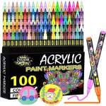Feutre acrylique 100 couleurs marqueur peinture pour textile verre galets m�tal tissu bois c�ramique ...