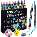 Feutre acrylique 48 couleurs double pointe marker stylo marqueur peinture acrylique pour bois toile pierre ...