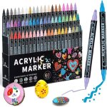 Feutre acrylique 60 couleurs acrylic paint marker double pointe stylos marqueur peinture pour coloriage ...