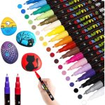 Feutre acrylique pour galet18 couleurs marqueur peinture feutres acryliques etanche permanents pour graffitioe ...