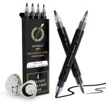 Feutre acrylique noir lot de 4 feutres noirs marqueur acrylique noir � double pointe (fine 07mm et 3mm) ...