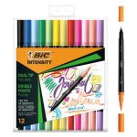 Marqueurs - bic - intensity - 12 pi�ces - multicouleur - double pointe