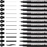 Feutre noirstylo feutre pointe fineensemble de 12 stylos de dessin professionnelsencre sans acidersistants ...