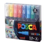 Feutres posca 8 couleurs pc - 3m - pointe fine 0. 9 - 1. 3mm - rendu lumineux r�sistant � leau et � la ...