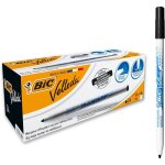 Feutres pour tableau blanc effaables  sec pointe conique fine - bic - velleda 1721 - noir - bote de ...