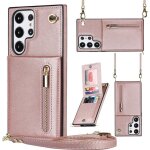 Ffo2world coque portefeuille galaxy s23 ultra ? �tui avec fermeture �clair porte - cartes b�quille et ...