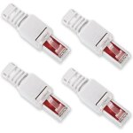 Fiche de câble réseau patch rj45 cat6 cat5 lan montage sans outils fiche à sertir lot de 4 connecteur ... Fiche de câble réseau patch rj45 cat6 cat5 lan montage sans outils fiche à sertir lot de 4 connecteur ...