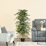 Ficus artificiel d�coratif de 150 cm avec pot en plastique adapt� pour lint�rieur et lext�rieur facile ...