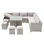 Fidji gris : salon de jardin encastrable en résine tressée 10 personnes Fidji gris : salon de jardin encastrable en résine tressée 10 personnes