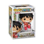 Figurine vinyle - funko - pop plus: one piece - monkey d. luffy - 9 cm - base translucide tourbillon