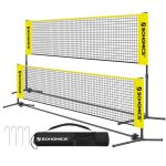 Filet de badminton de 3 m filet de volley - ball hauteur r�glable ensemble portable pour le tennis jaune ...