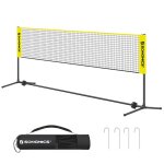 Filet de badminton de 4 m filet de volley - ball hauteur r�glable ensemble portable pour le tennis jaune ...