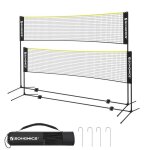 Filet de badminton de 4 m filet de volley - ball hauteur r�glable ensemble portable pour le tennis noir ...