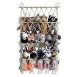 Filet de rangement pour jouets b�b� enfant style hamac pet net peluches h 53 cm r�gler - blanc