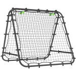Filet de rebond double face - homcom - 91 x 91 cm - pliable - rglable dans 5 angles - structure en acier ...