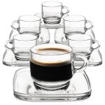 Tasse � espresso avec soucoupe en verre - lav - lot de 6 - 75 ml - transparent - compatible lave - vaisselle ...
