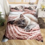 Fille chat housse de couette 220x240cm avec 2 taie doreiller enfant chat parure de lit femme chambre ... Fille chat housse de couette 220x240cm avec 2 taie doreiller enfant chat parure de lit femme chambre ...