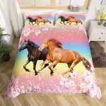 Filles cheval parure de lit 140x200cm chevaux rose floral housse de couette blossom flower ensembles ... Filles cheval parure de lit 140x200cm chevaux rose floral housse de couette blossom flower ensembles ...