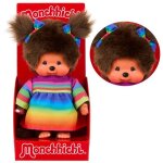 Fille en robe arc - en - ciel 20 cm kiki monchhichi poupée deux nattes Fille en robe arc - en - ciel 20 cm kiki monchhichi poupée deux nattes