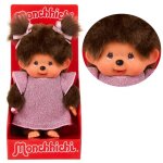 Fille en robe rose paillete avec deux tresses 20 cm kiki poupe monchhichi mode