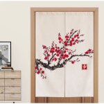 Fine asianliving noren japonais calligraphie fleurs l80xh130cm