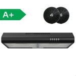 Firegas hotte aspirante 60 cm sous meuble noir ? classe a + ? �vacuation et recyclage ? filtre charbon ...