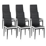 Firnose lot de 6 chaises en simili cuir et pieds en mtal style contemporain noir / blanc - 40x 39 x ...