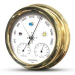 Fishtec baromètre mécanique analogique Élégant avec thermomètre et hygromètre - cadre doré 225 cm - prévisions ... Fishtec baromètre mécanique analogique Élégant avec thermomètre et hygromètre - cadre doré 225 cm - prévisions ...